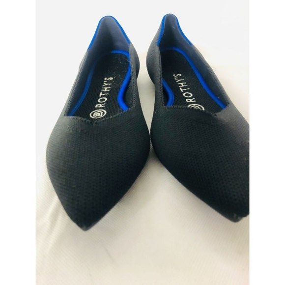NWOT Rothy’s The Point Pointed Toe Flats Black Blue Halo Retired Women’s Size  7 - Picture 3 of 9